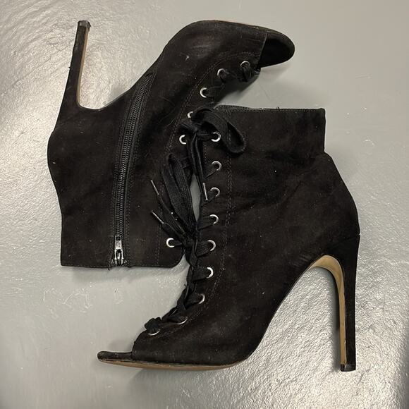 Lace Up Black Heels Size 7.5 - Picture 3 of 6